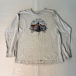 Top Heavy Wild Ride Motorcycle Dragon Gray Long Sleeve Graphic T-Shirt Kids XL